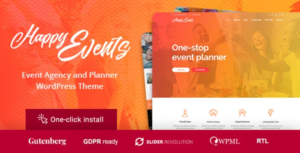 Happy Events Holiday Planner & Event Agency WordPress Theme